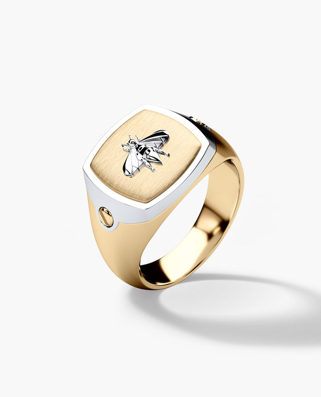 BETZ Two-Tone Gold Bee Signet Ring - Version 2